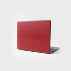 CINNA Scarlet Snakeskin MacBook cover front view, bold red embossed texture